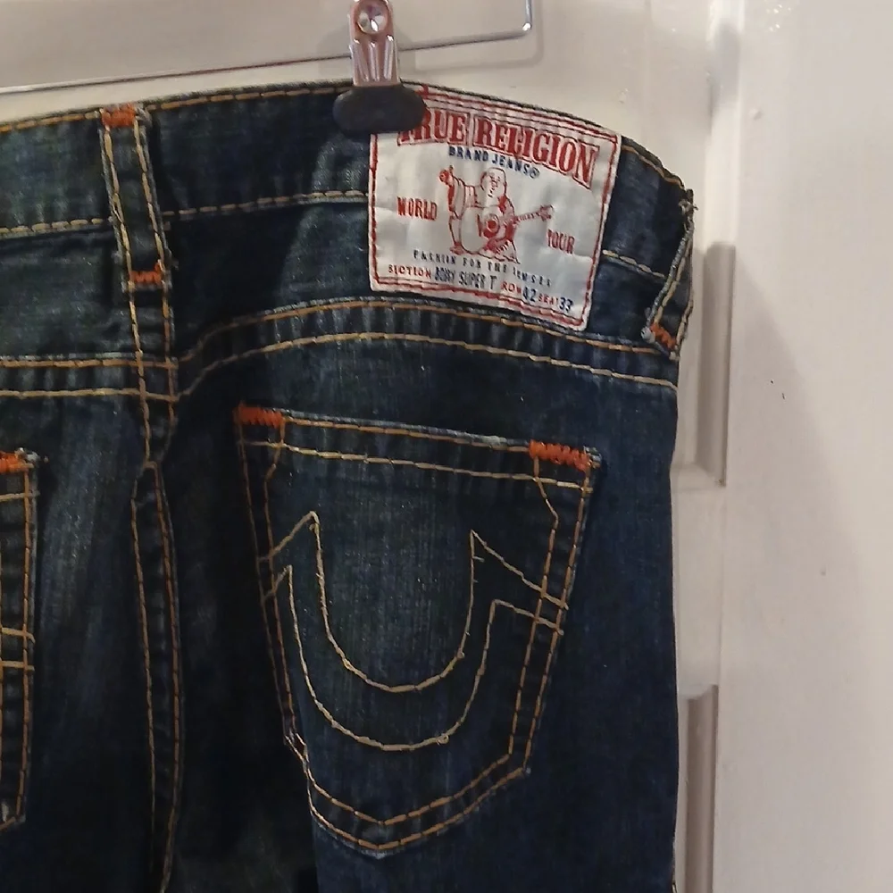 True Religion 42 X 33 Bobby Super T Dark Blue Straight Leg Jeans